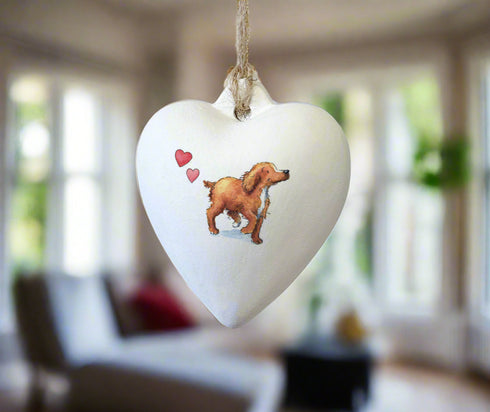 Cocker (Working) Red Ceramic Heart Bauble